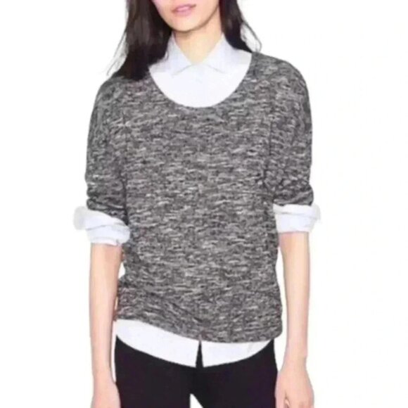 J Crew Jaspe Sweater Scoopneck Popover Top Black Grey Melange Women's size Small - Picture 1 of 12